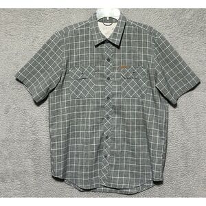 Orvis Short Sleeve Button Down Shirt Mens M Greenish Gray Plaid Outdoor Fishing